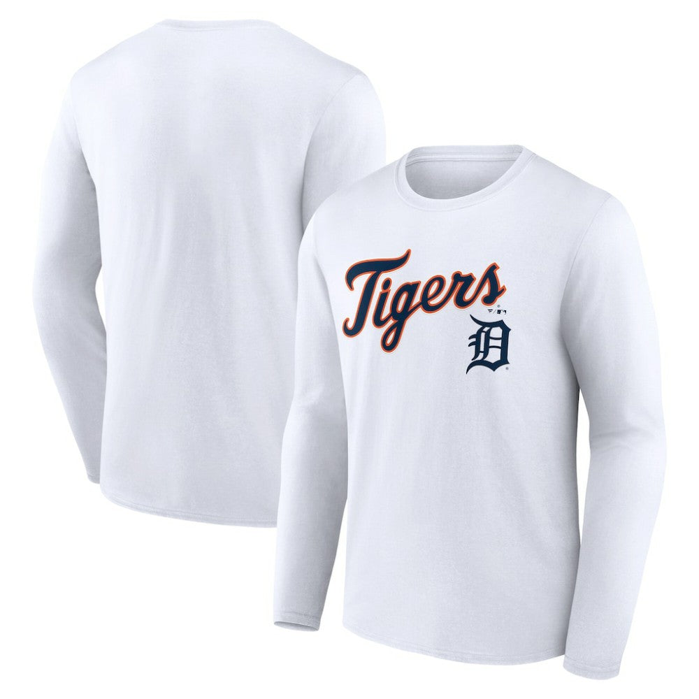 Detroit Tigers Team Lockup Long Sleeve T-Shirt - White T-shirts