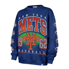 New York Mets '47 Women's Trendy Team Go Big Oversized Sweatshirt - Royal Sweatshirts