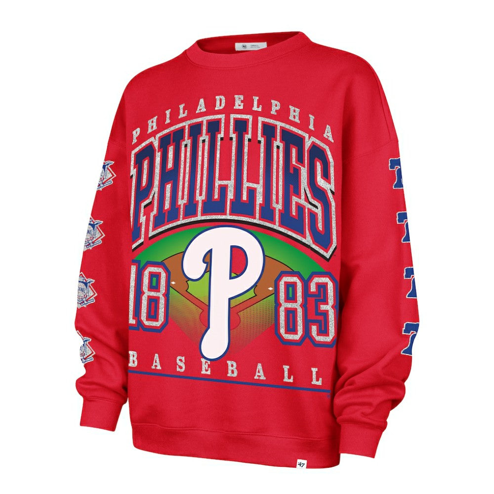 Philadelphia Phillies '47 Women's Trendy Team Go Big Oversized Sweatshirt - Red Sweatshirts