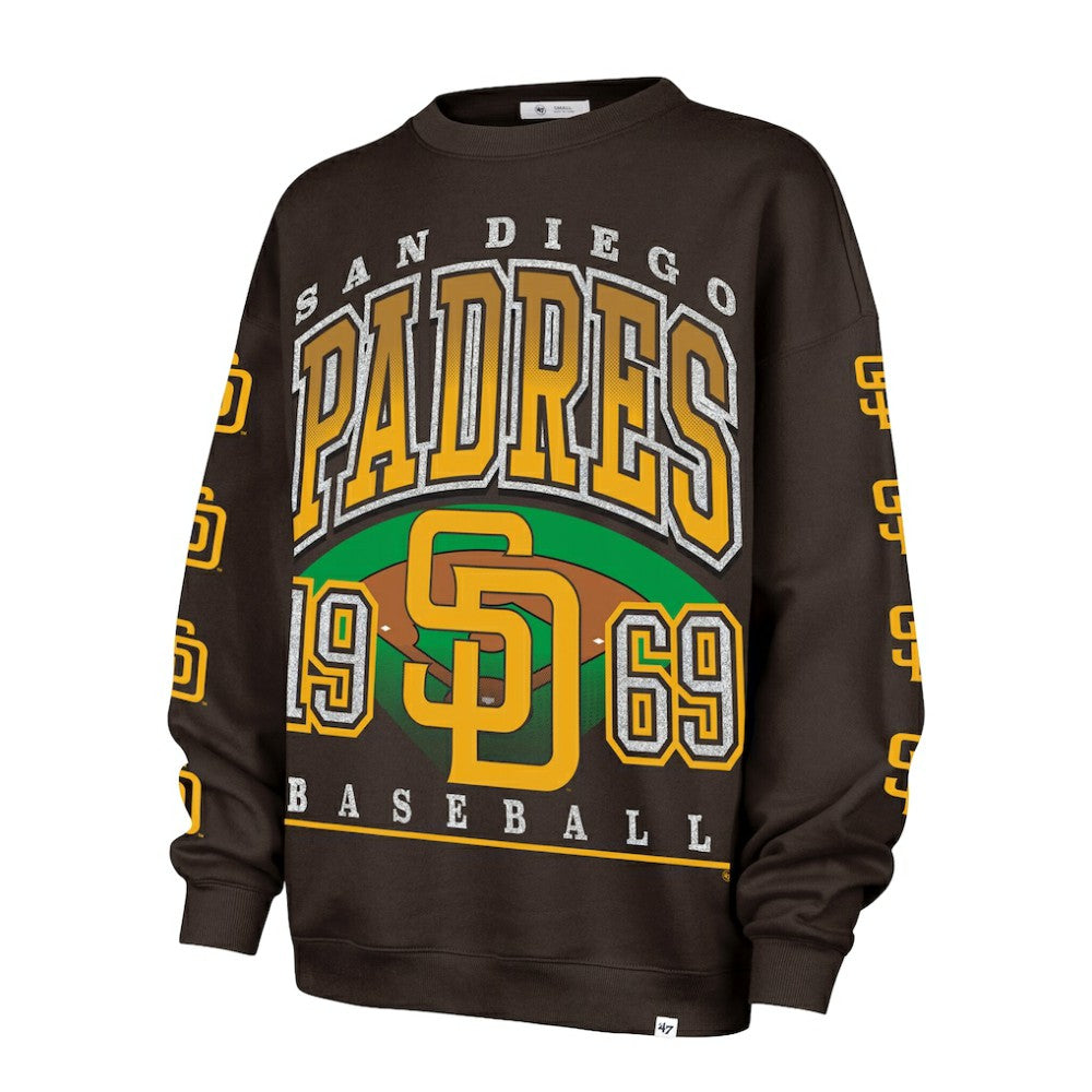 San Diego Padres '47 Women's Trendy Team Go Big Oversized Sweatshirt - Brown Sweatshirts