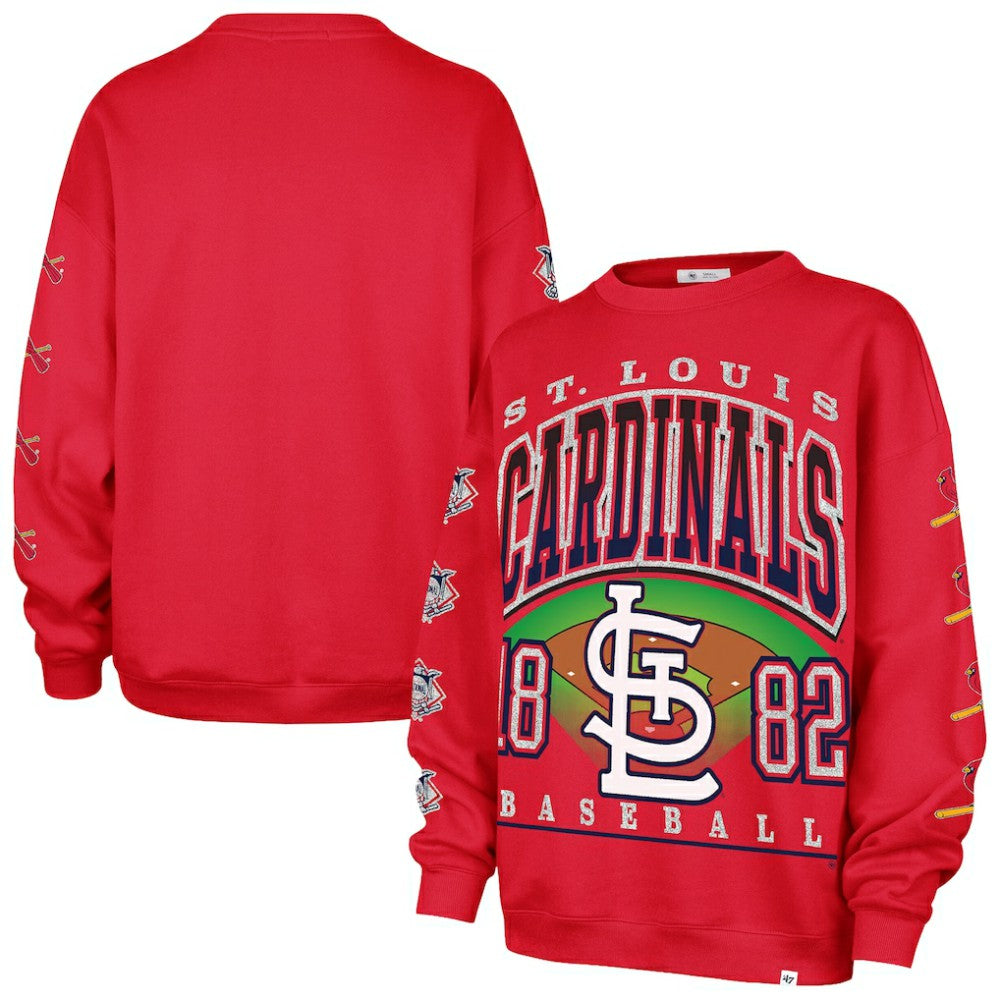 St. Louis Cardinals '47 Women's Trendy Team Go Big Oversized Sweatshirt - Red Sweatshirts