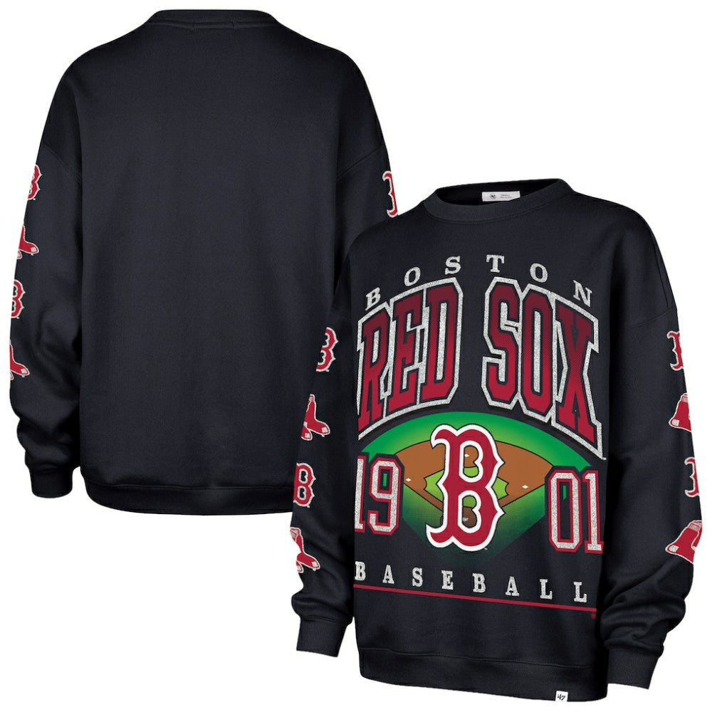 Boston Red Sox '47 Women's Trendy Team Go Big Oversized Sweatshirt - Black Sweatshirts