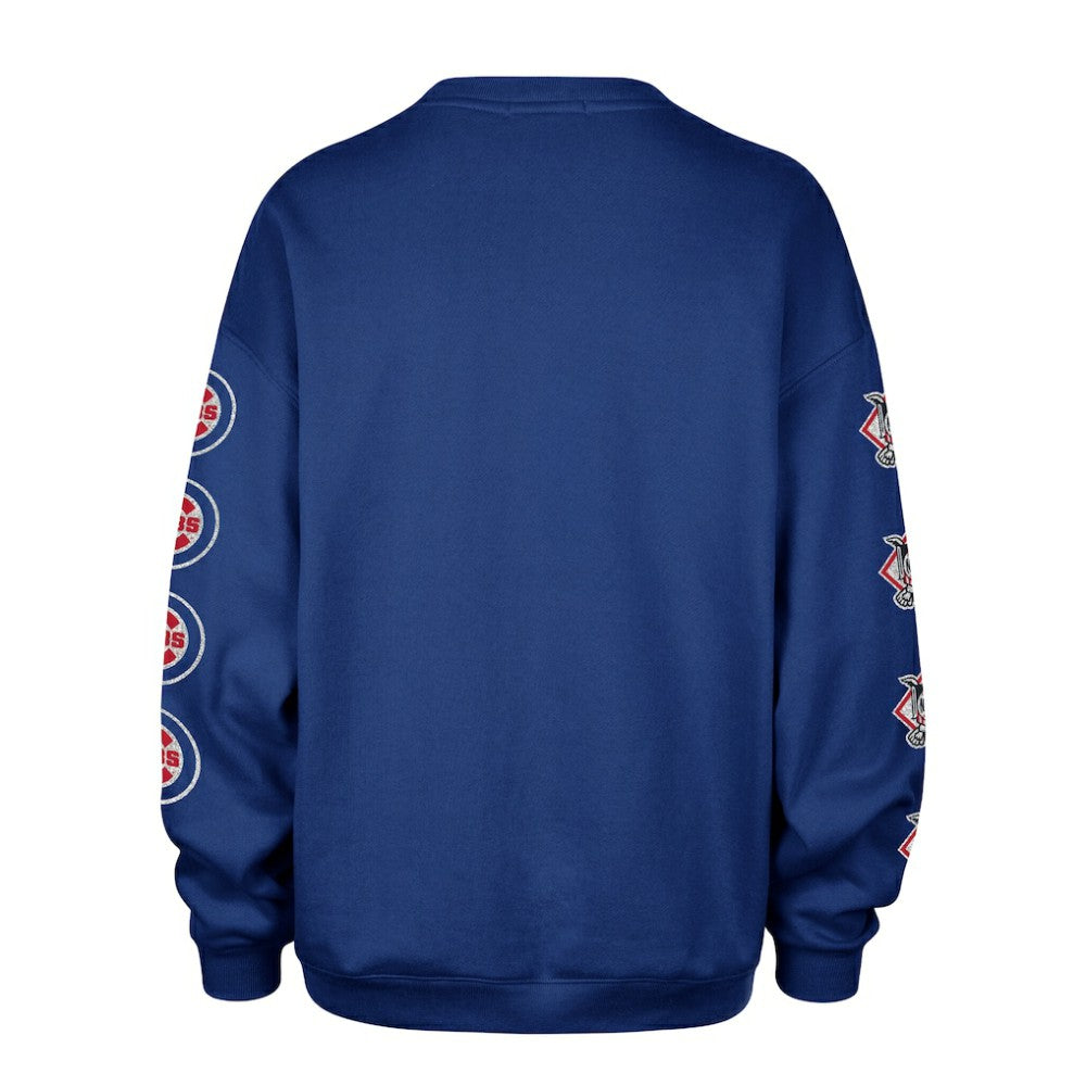 Chicago Cubs '47 Women's Trendy Team Go Big Oversized Sweatshirt - Royal Sweatshirts