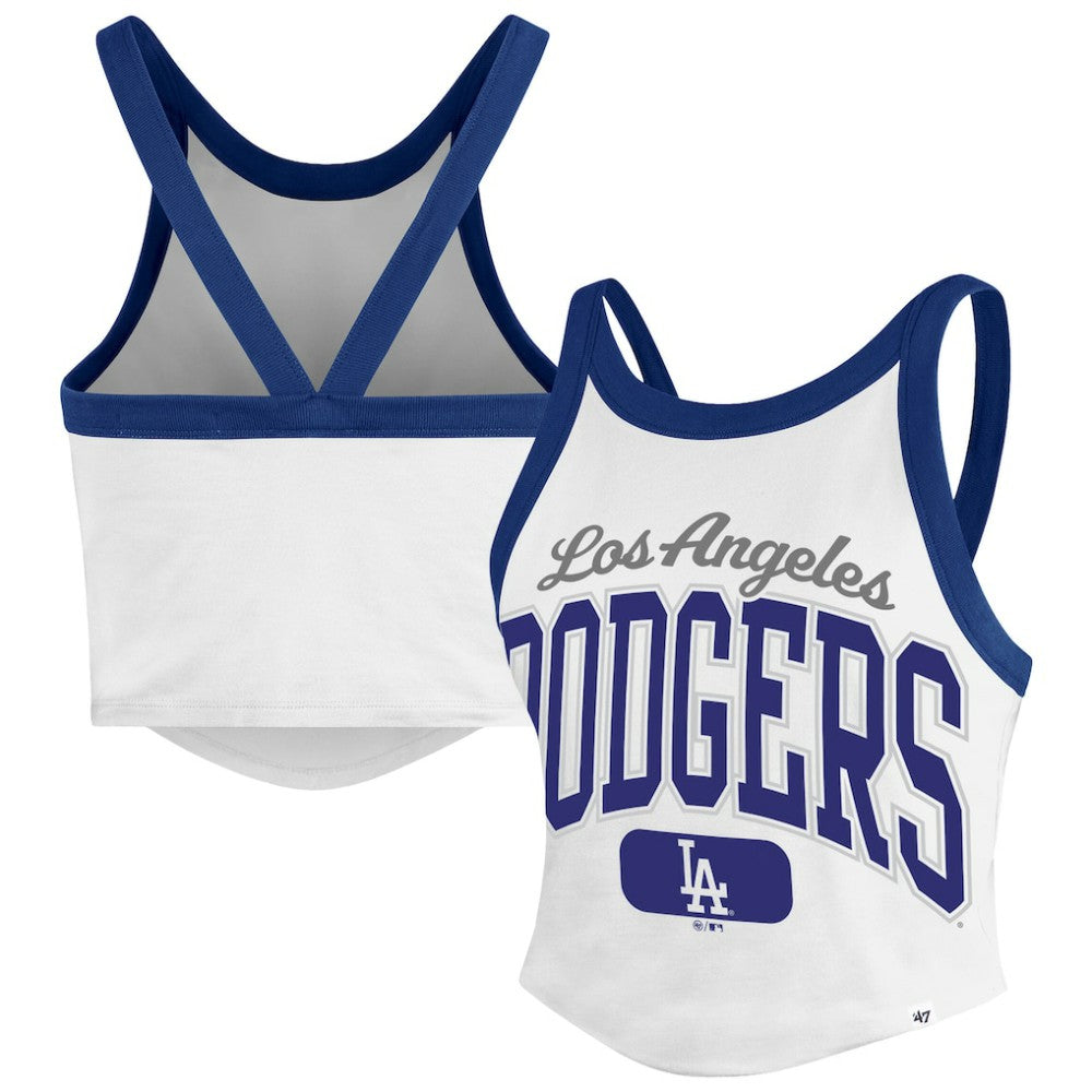 Los Angeles Dodgers '47 Women's Trendy Team Rally Sporty Cropped Racerback Tank Top - White Tanks