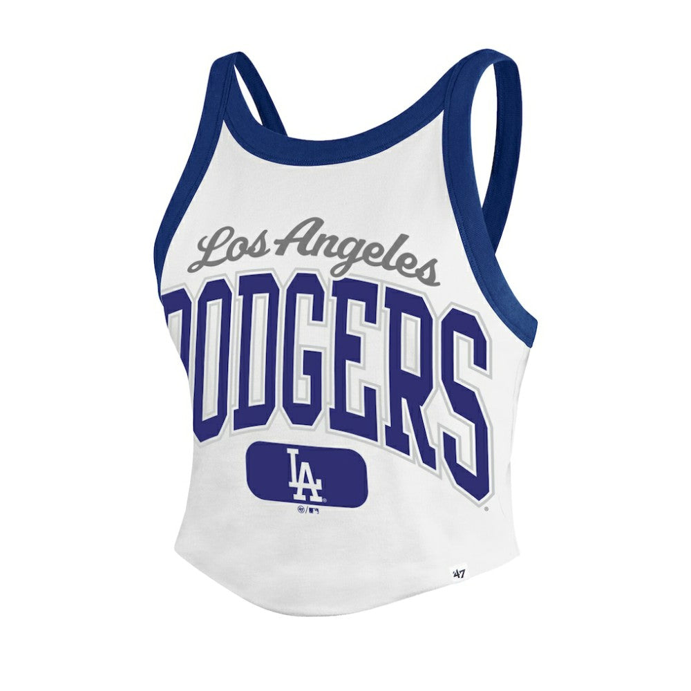 Los Angeles Dodgers '47 Women's Trendy Team Rally Sporty Cropped Racerback Tank Top - White Tanks