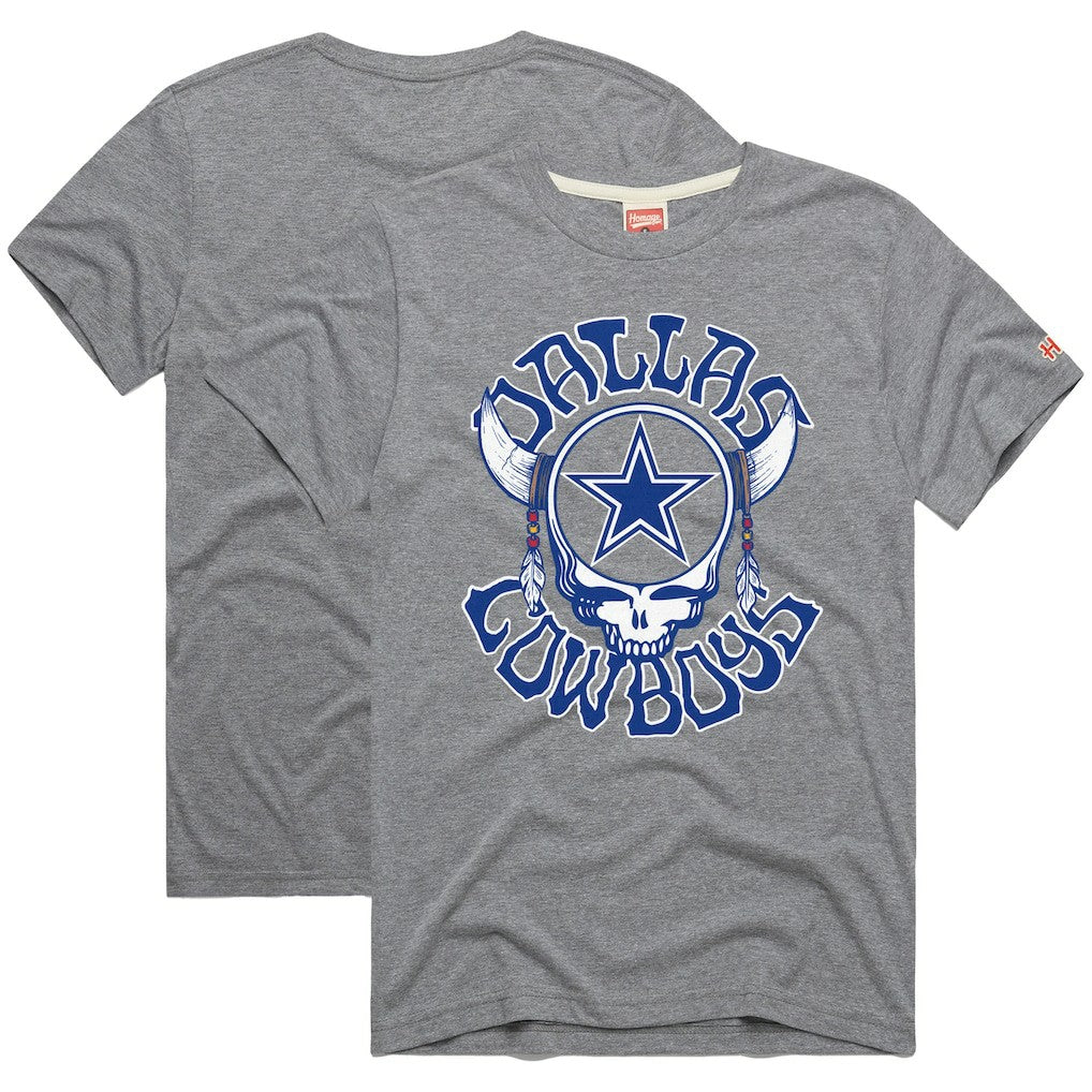 Dallas Cowboys Homage NFL x Grateful Dead Tri-Blend T-Shirt - Gray T-shirts
