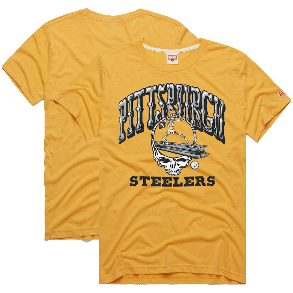 Pittsburgh Steelers Homage NFL x Grateful Dead Tri-Blend T-Shirt - Gold T-shirts