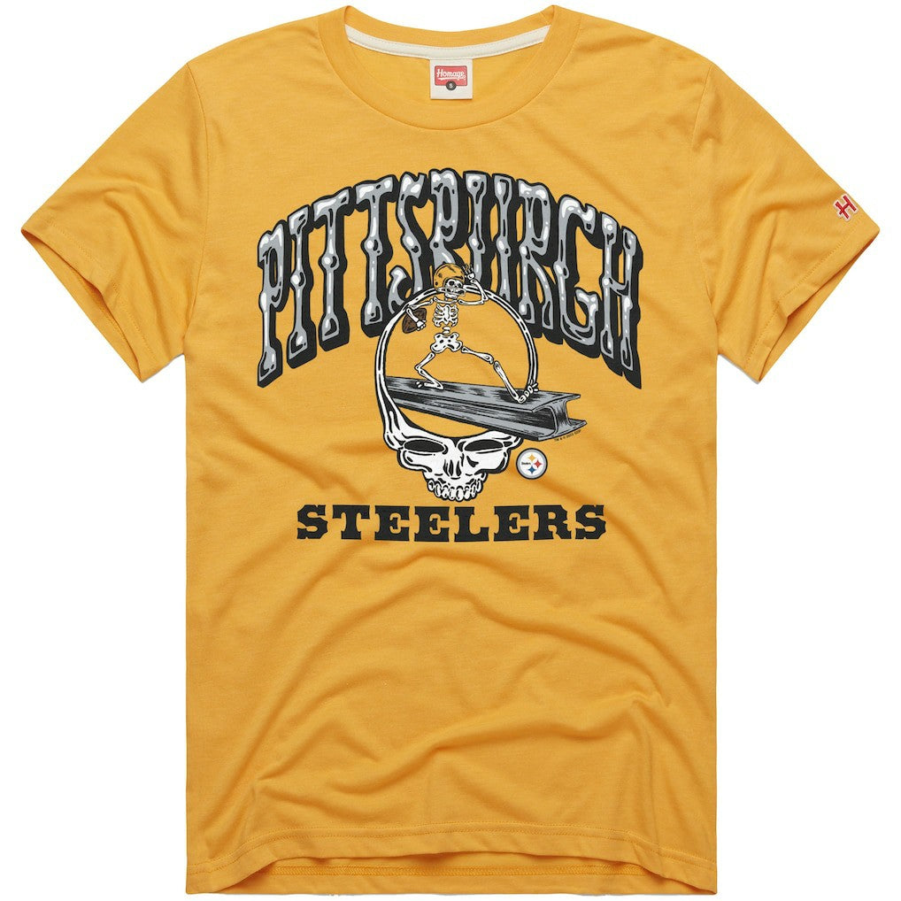 Pittsburgh Steelers Homage NFL x Grateful Dead Tri-Blend T-Shirt - Gold T-shirts