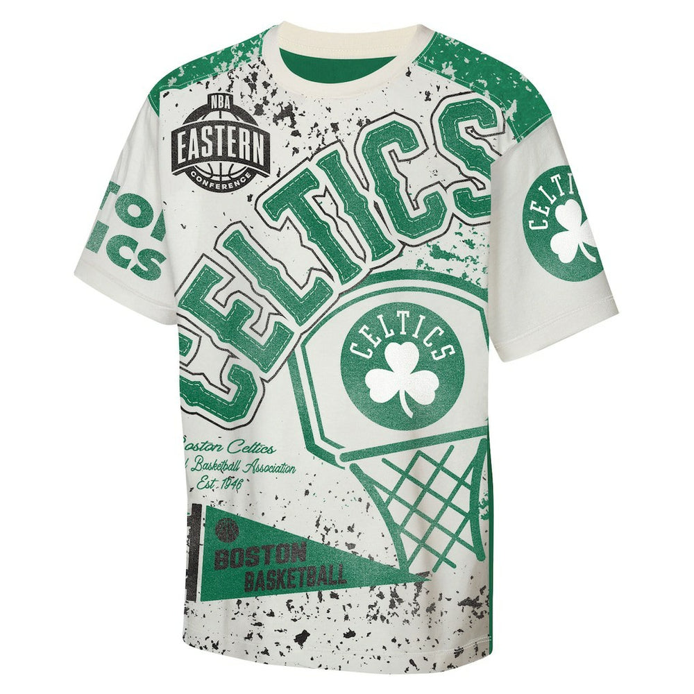 Boston Celtics Outerstuff Youth Top Player All-Over-Print T-Shirt Cream