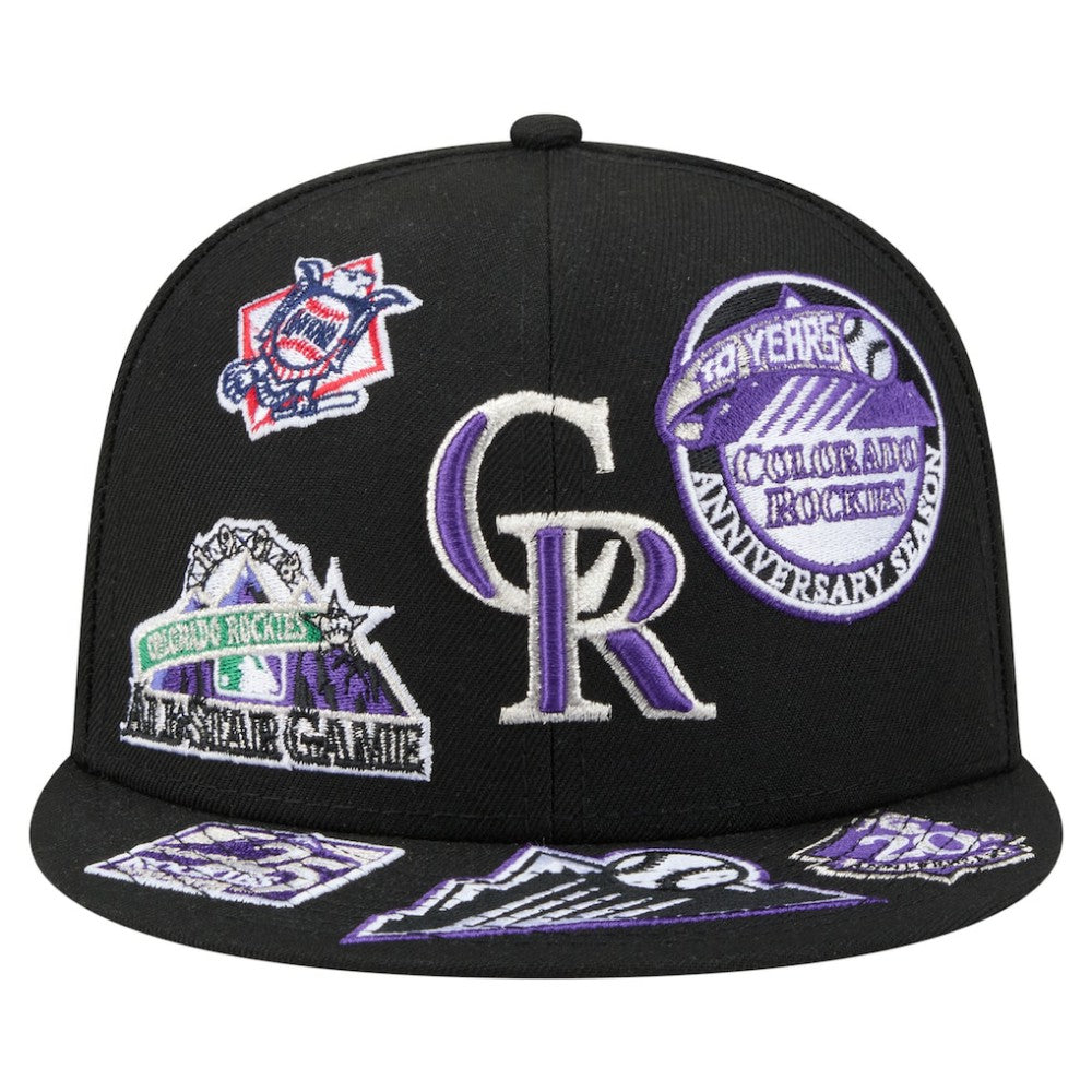 Colorado Rockies New Era All Over 59FIFTY Fitted Hat - Black Hats