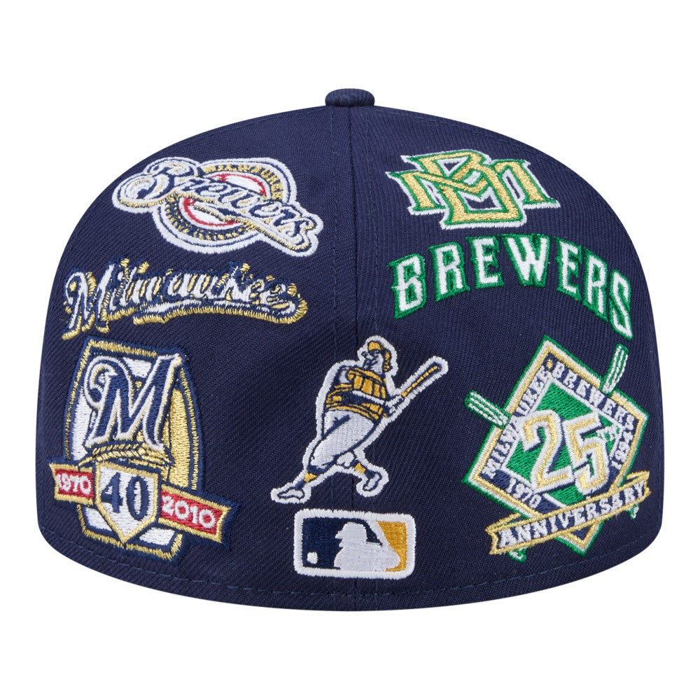 Milwaukee Brewers New Era All Over 59FIFTY Fitted Hat - Navy Hats