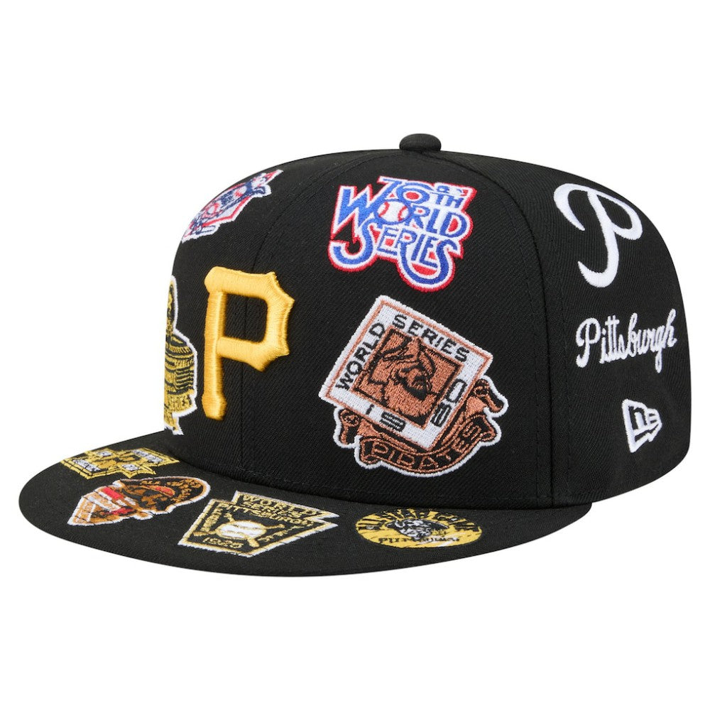 Pittsburgh Pirates New Era All Over 59FIFTY Fitted Hat - Black Hats