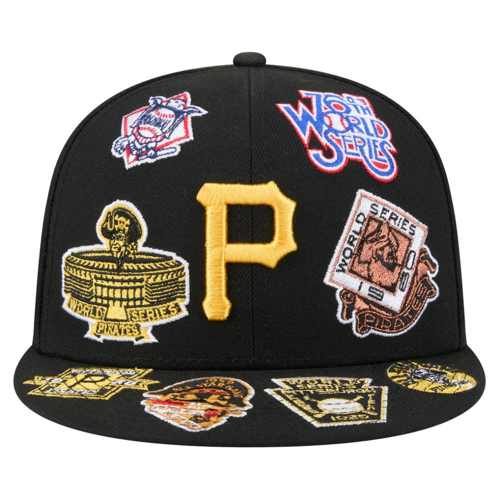 Pittsburgh Pirates New Era All Over 59FIFTY Fitted Hat - Black Hats