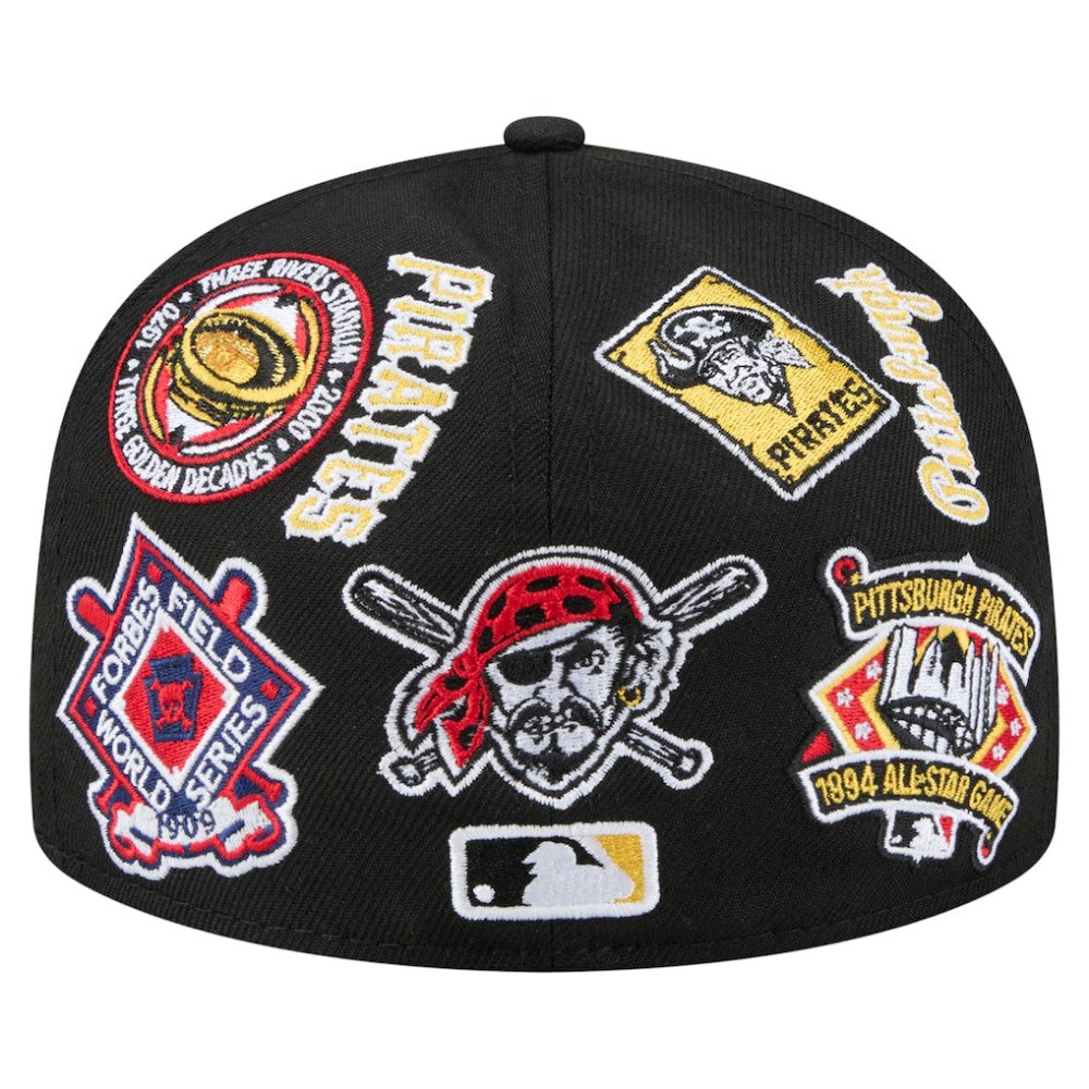 Pittsburgh Pirates New Era All Over 59FIFTY Fitted Hat - Black Hats