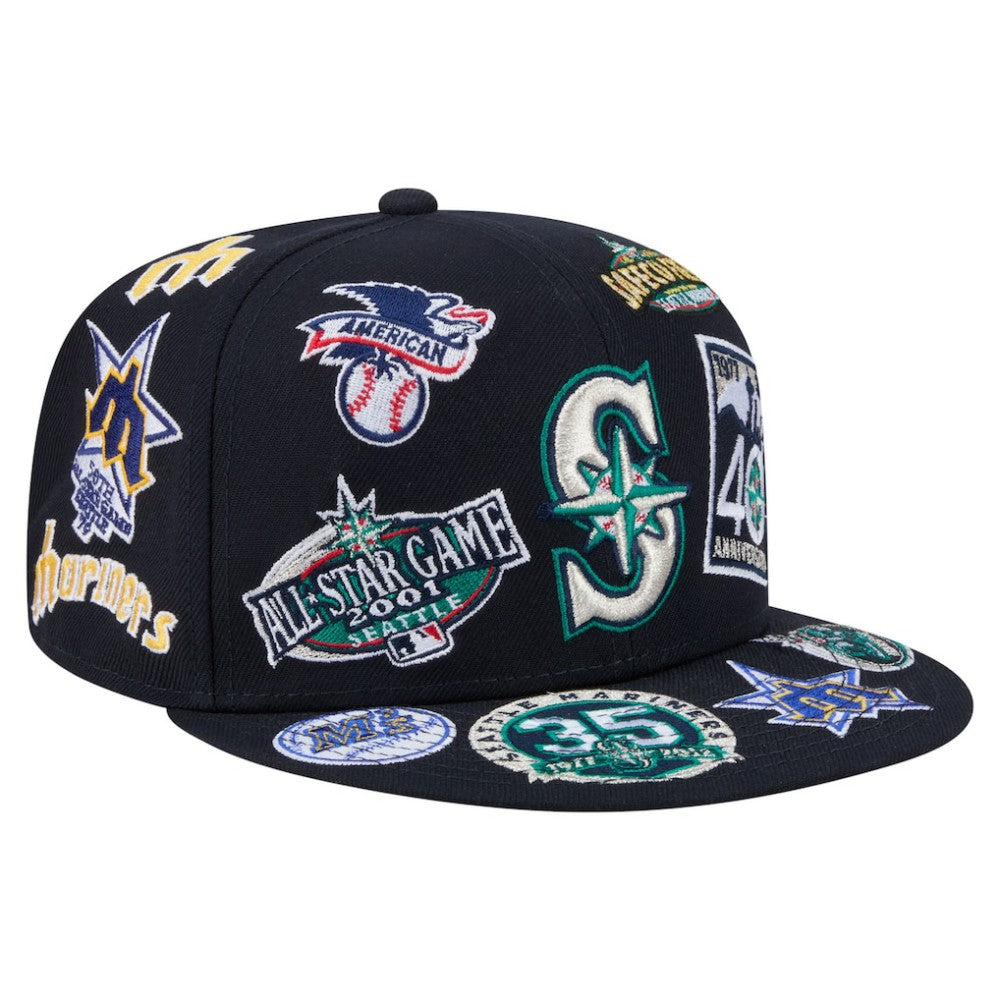 Seattle Mariners New Era All Over 59FIFTY Fitted Hat - Navy Hats