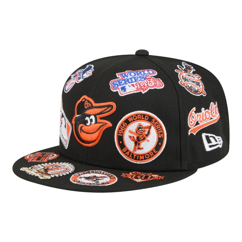 Baltimore Orioles New Era All Over 59FIFTY Fitted Hat - Black Hats