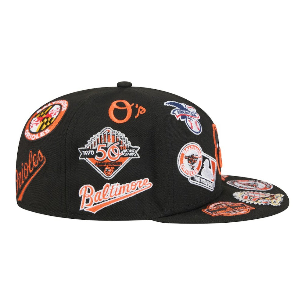 Baltimore Orioles New Era All Over 59FIFTY Fitted Hat - Black Hats