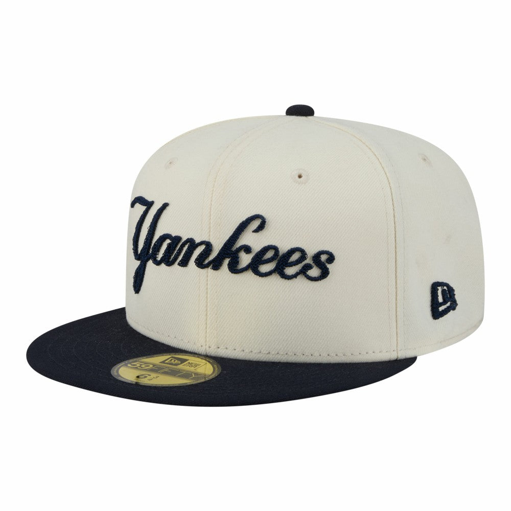 New York Yankees New Era Two-Tone Stitch 59FIFTY Fitted Hat - Cream Hats