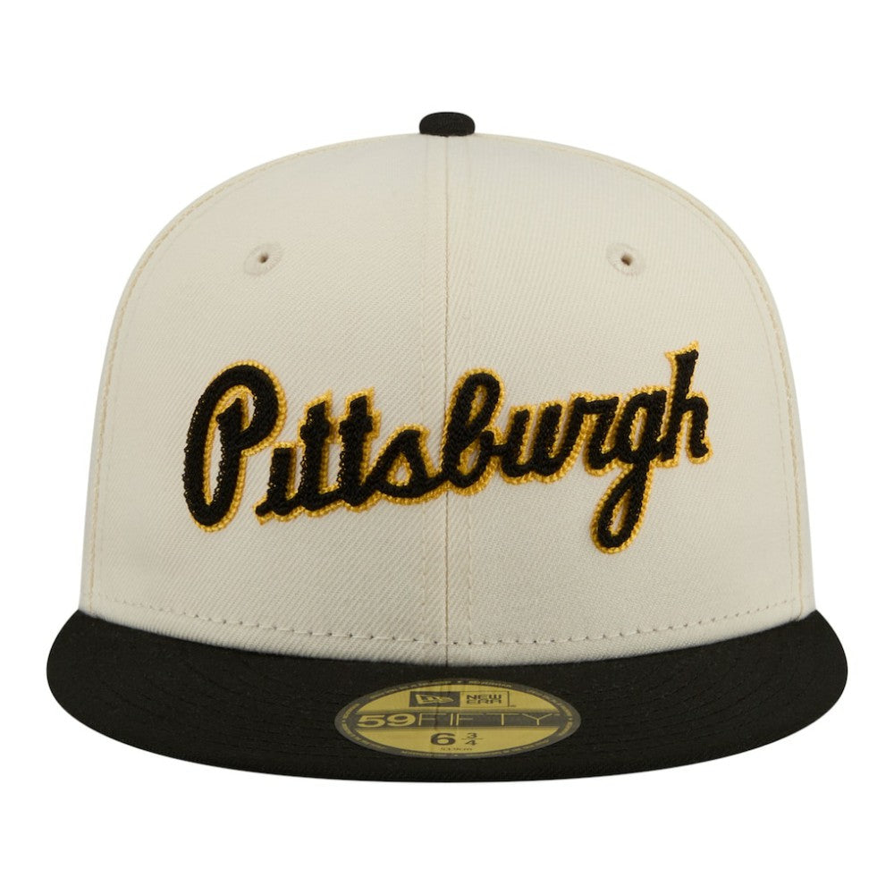Pittsburgh Pirates New Era Two-Tone Stitch 59FIFTY Fitted Hat - Cream Hats