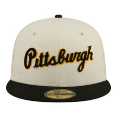 Pittsburgh Pirates New Era Two-Tone Stitch 59FIFTY Fitted Hat - Cream Hats