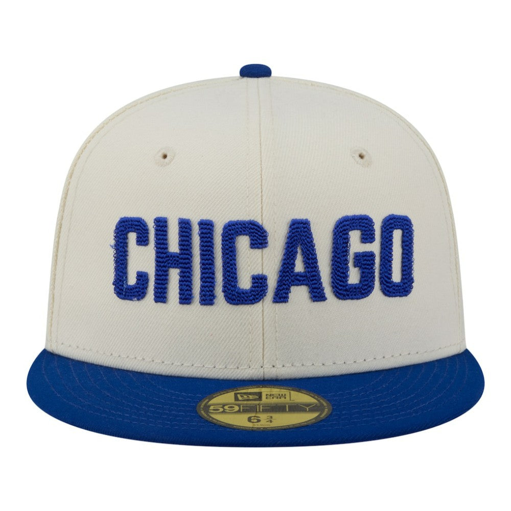 Chicago Cubs New Era Two-Tone Stitch 59FIFTY Fitted Hat - Cream Hats