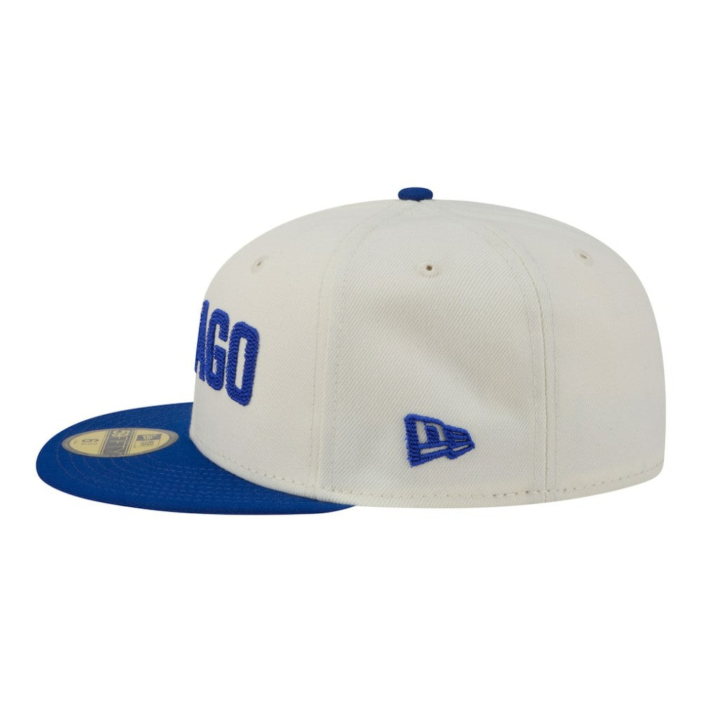 Chicago Cubs New Era Two-Tone Stitch 59FIFTY Fitted Hat - Cream Hats