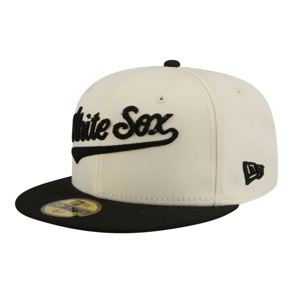Chicago White Sox New Era Two-Tone Stitch 59FIFTY Fitted Hat - Cream Hats