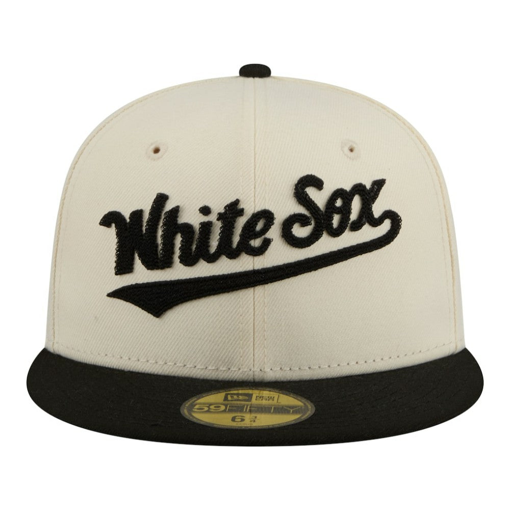 Chicago White Sox New Era Two-Tone Stitch 59FIFTY Fitted Hat - Cream Hats