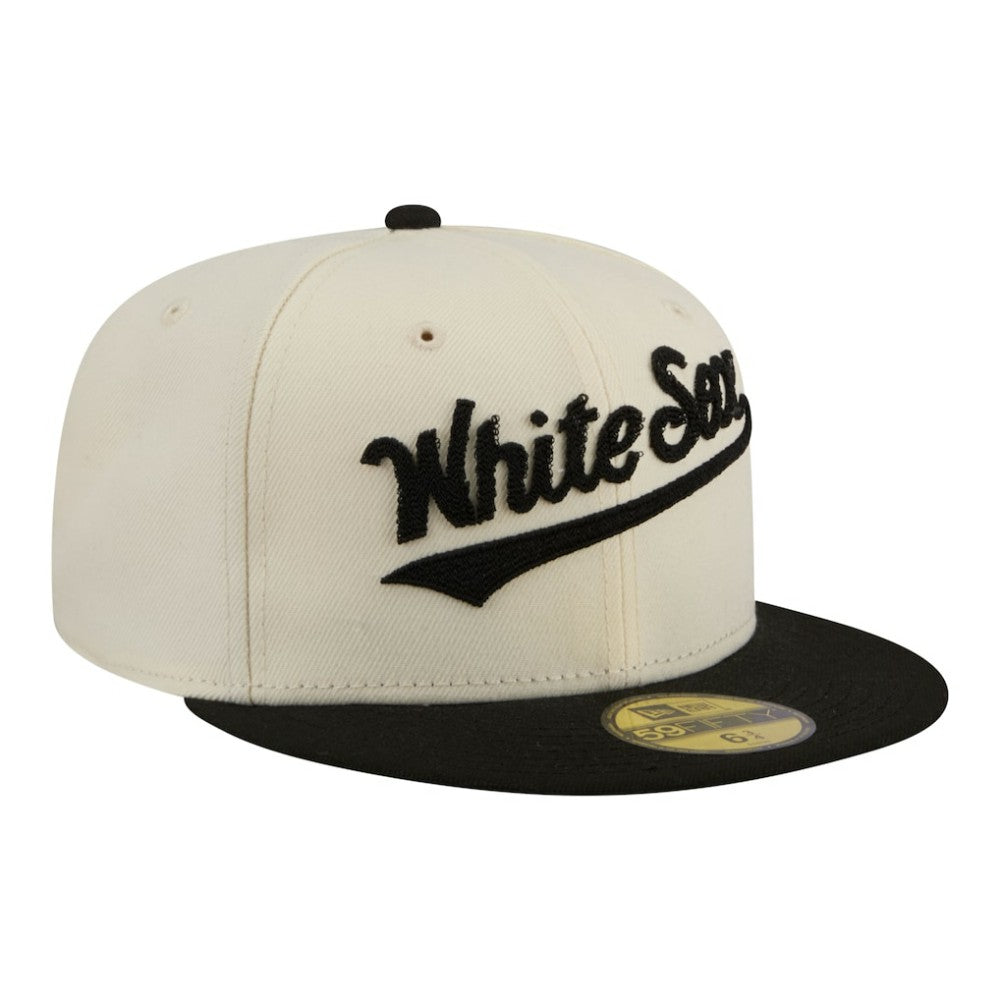 Chicago White Sox New Era Two-Tone Stitch 59FIFTY Fitted Hat - Cream Hats