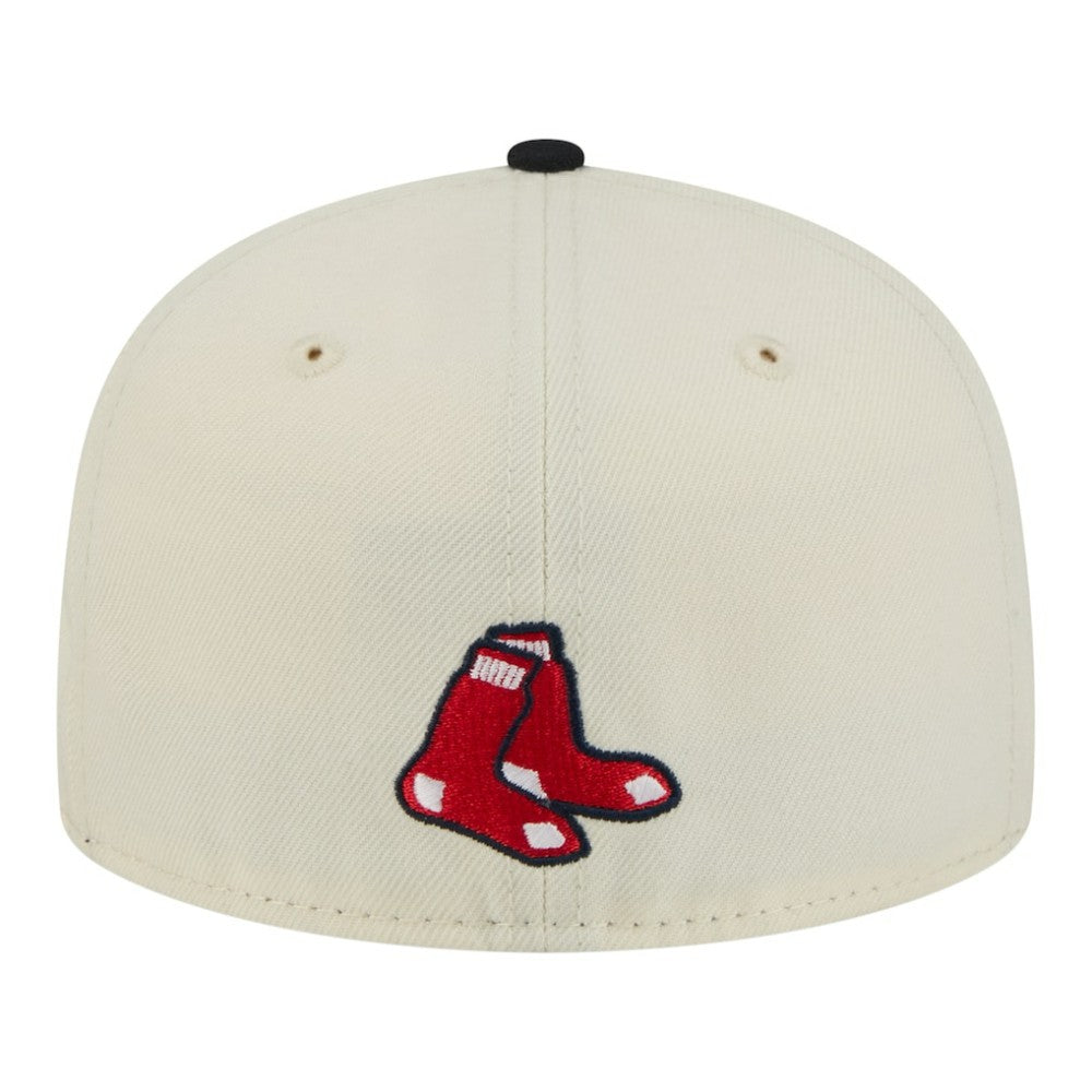 Boston Red Sox New Era Two-Tone Stitch 59FIFTY Fitted Hat - Cream Hats