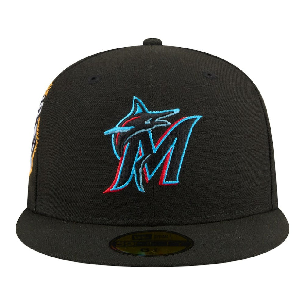 Miami Marlins New Era Hidden Hit 59FIFTY Fitted Hat - Black Hats