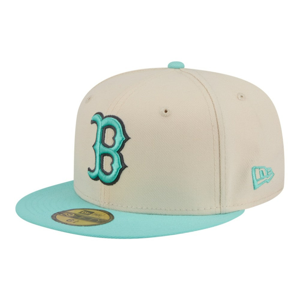 Boston Red Sox New Era Two-Tone Color Pack 59FIFTY Fitted Hat - Light Beige/Turquoise Hats
