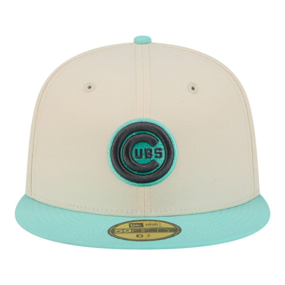 Chicago Cubs New Era Two-Tone Color Pack 59FIFTY Fitted Hat - Light Beige/Turquoise Hats