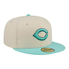 Cincinnati Reds New Era Two-Tone Color Pack 59FIFTY Fitted Hat - Light Beige/Turquoise Hats