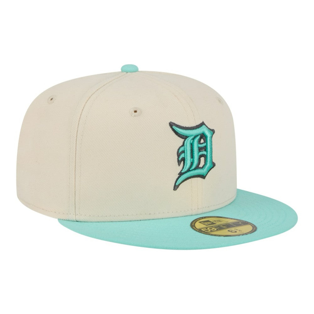 Detroit Tigers New Era Two-Tone Color Pack 59FIFTY Fitted Hat - Light Beige/Turquoise Hats