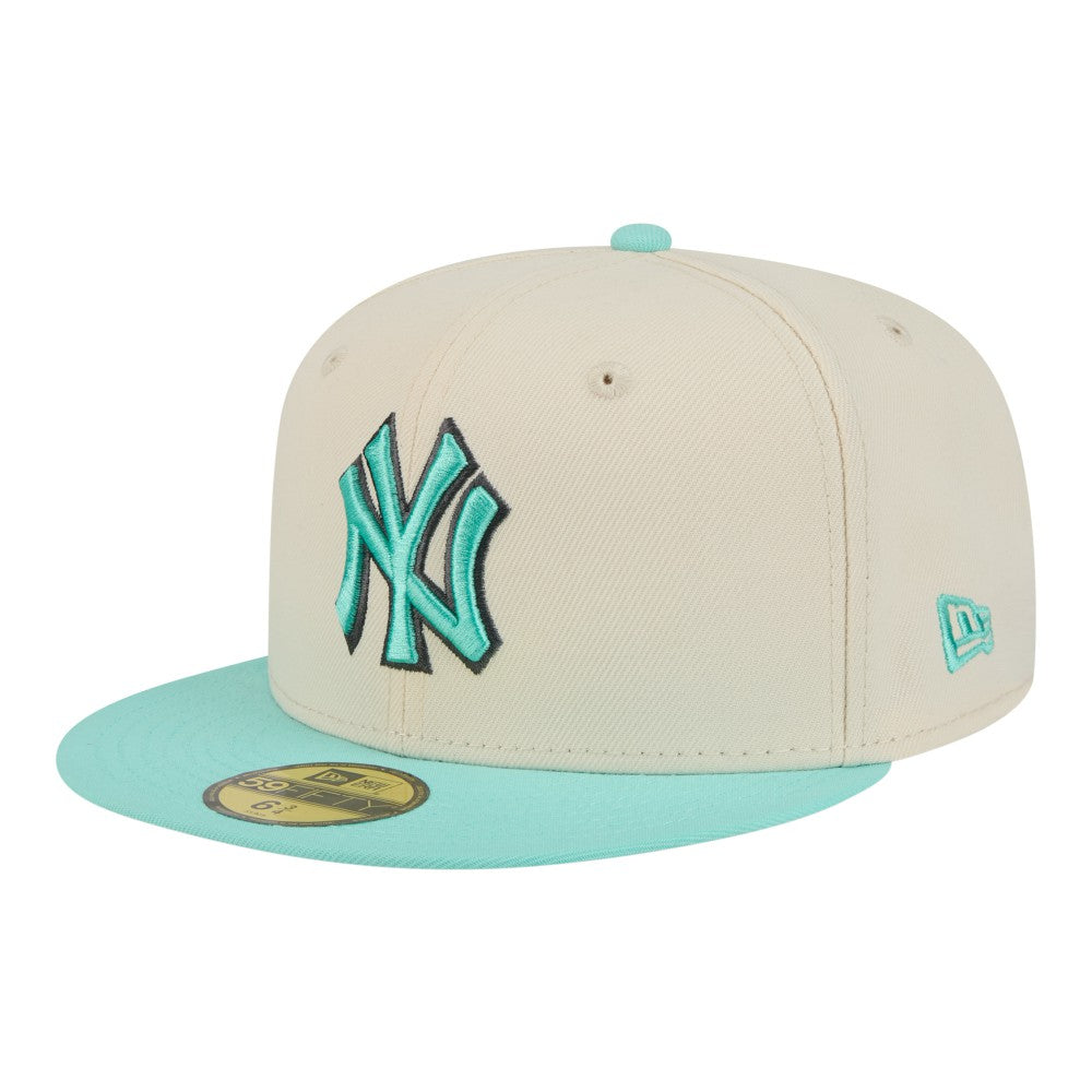 New York Yankees New Era Two-Tone Color Pack 59FIFTY Fitted Hat - Light Beige/Turquoise Hats
