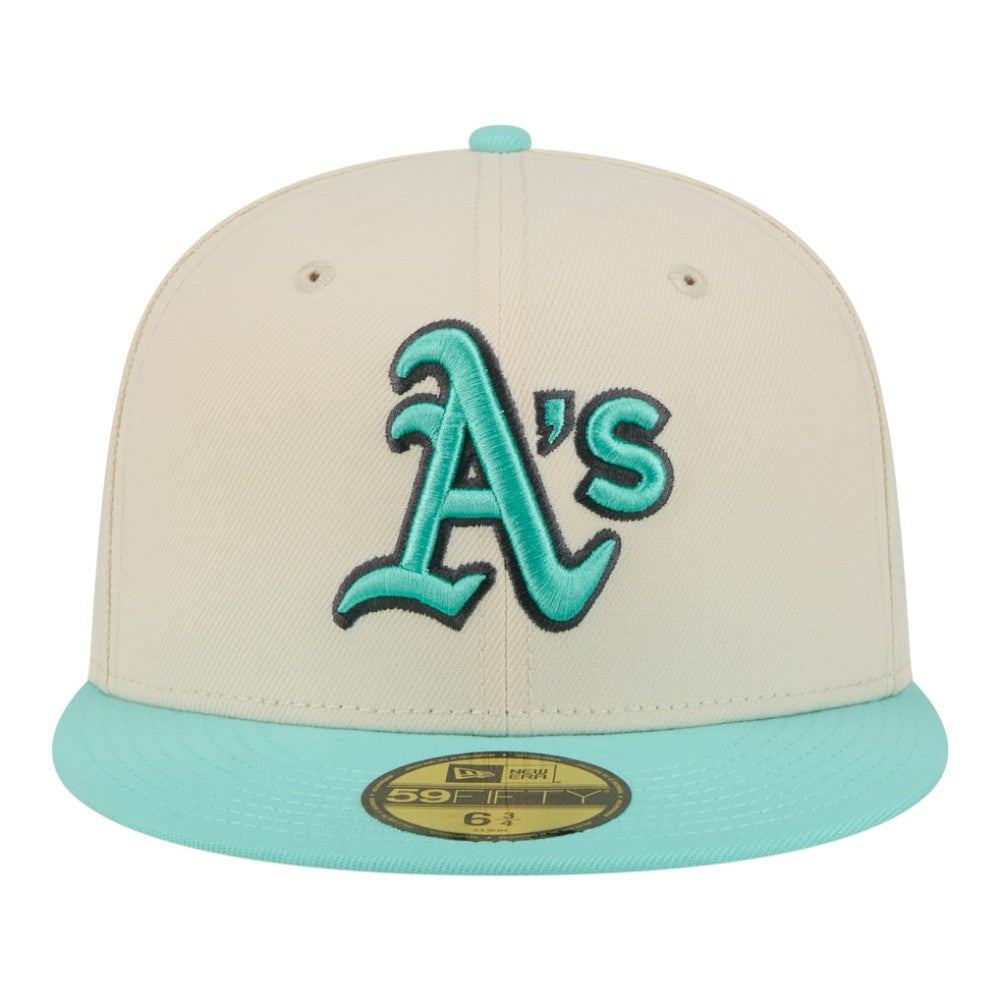 Athletics New Era Two-Tone Color Pack 59FIFTY Fitted Hat - Light Beige/Turquoise Hats