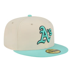 Athletics New Era Two-Tone Color Pack 59FIFTY Fitted Hat - Light Beige/Turquoise Hats
