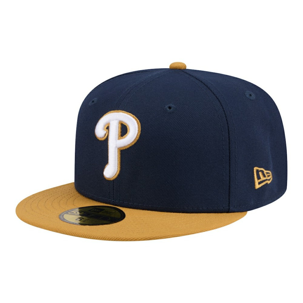 Philadelphia Phillies New Era Two-Tone Color Pack 59FIFTY Fitted Hat - Navy/Khaki Hats