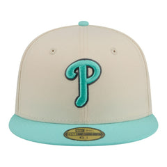 Philadelphia Phillies New Era Two-Tone Color Pack 59FIFTY Fitted Hat - Light Beige/Turquoise Hats