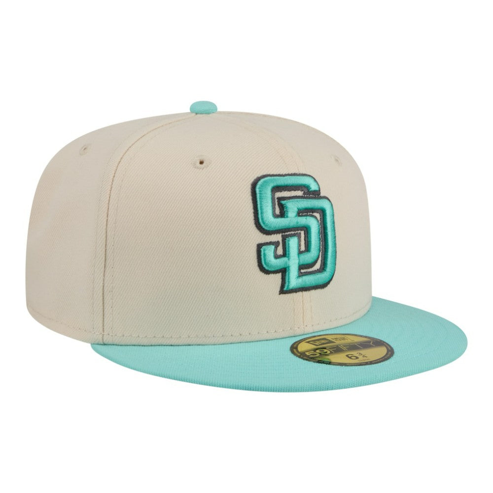 San Diego Padres New Era Two-Tone Color Pack 59FIFTY Fitted Hat - Light Beige/Turquoise Hats