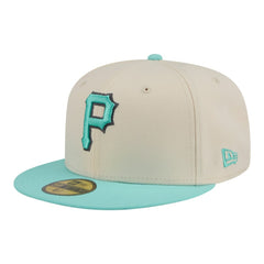 Pittsburgh Pirates New Era Two-Tone Color Pack 59FIFTY Fitted Hat - Light Beige/Turquoise Hats