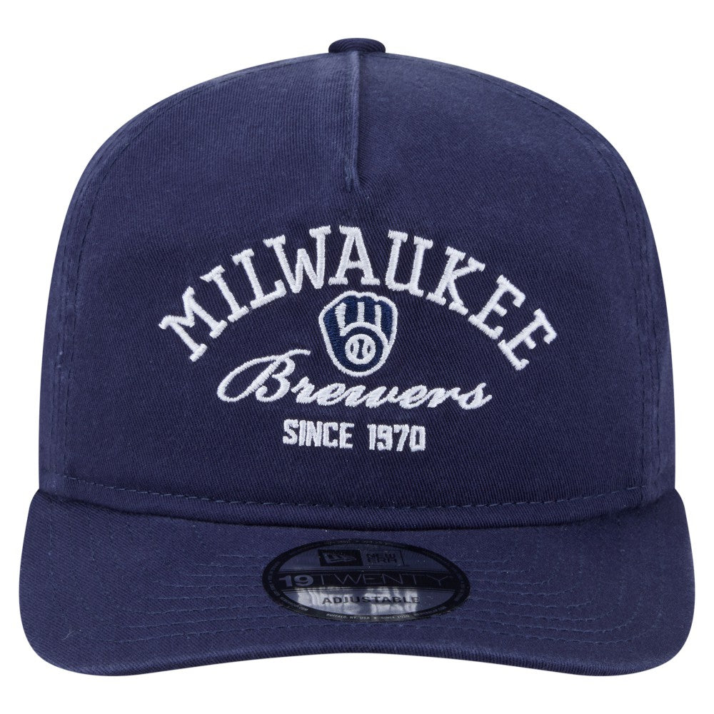 Milwaukee Brewers New Era Stacked 19TWENTY Adjustable Hat - Navy Hats
