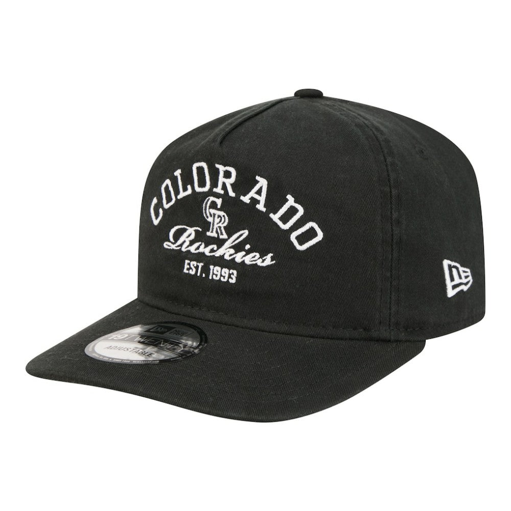 Colorado Rockies New Era Stacked 19TWENTY Adjustable Hat - Black Hats