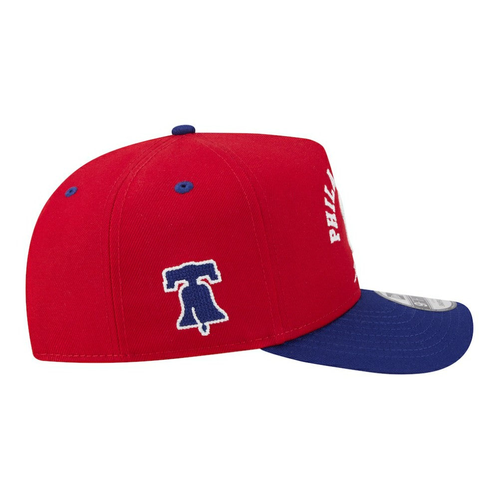 Philadelphia Phillies New Era Arched A-Frame 9FIFTY Adjustable Hat - Red/Royal Hats