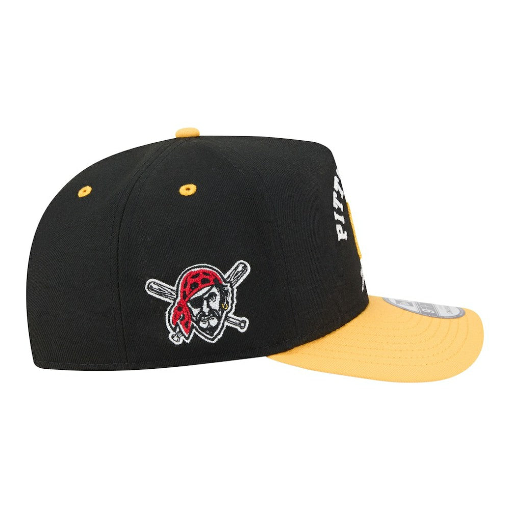 Pittsburgh Pirates New Era Arched A-Frame 9FIFTY Adjustable Hat - Black/Gold Hats