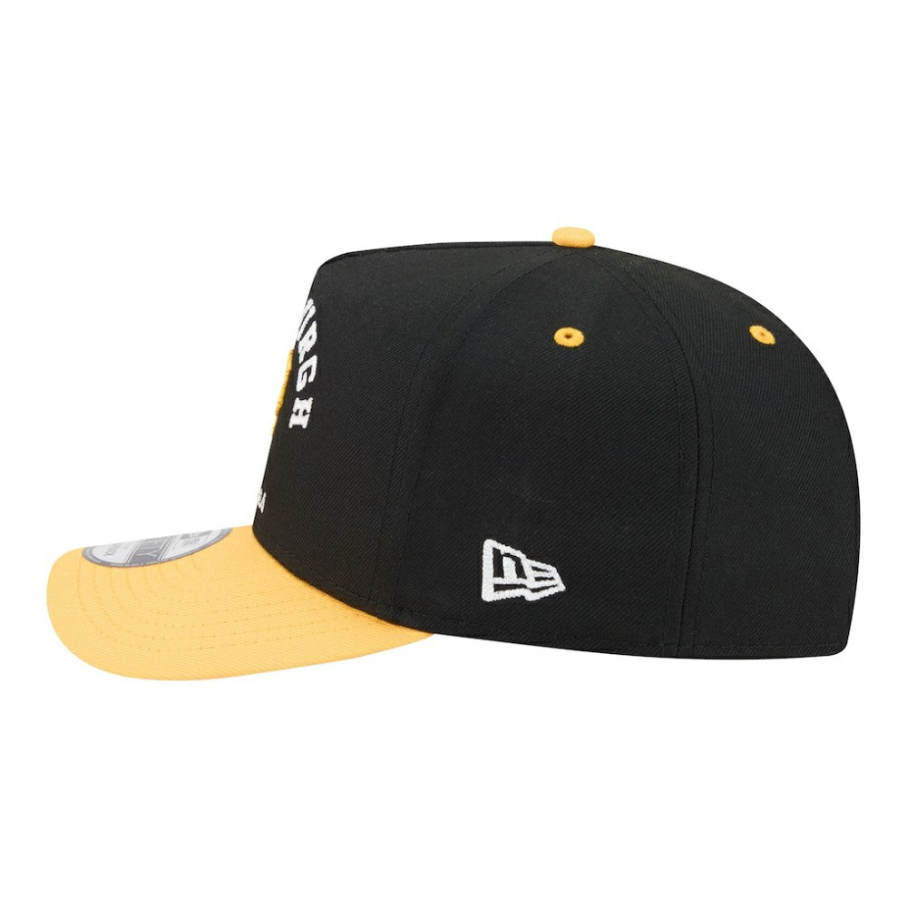Pittsburgh Pirates New Era Arched A-Frame 9FIFTY Adjustable Hat - Black/Gold Hats