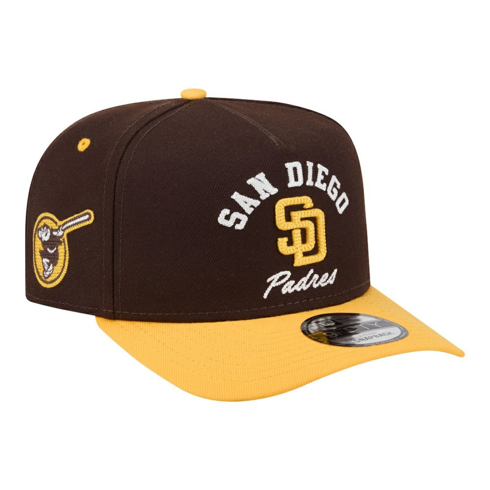 San Diego Padres New Era Arched A-Frame 9FIFTY Adjustable Hat - Brown/Gold Hats