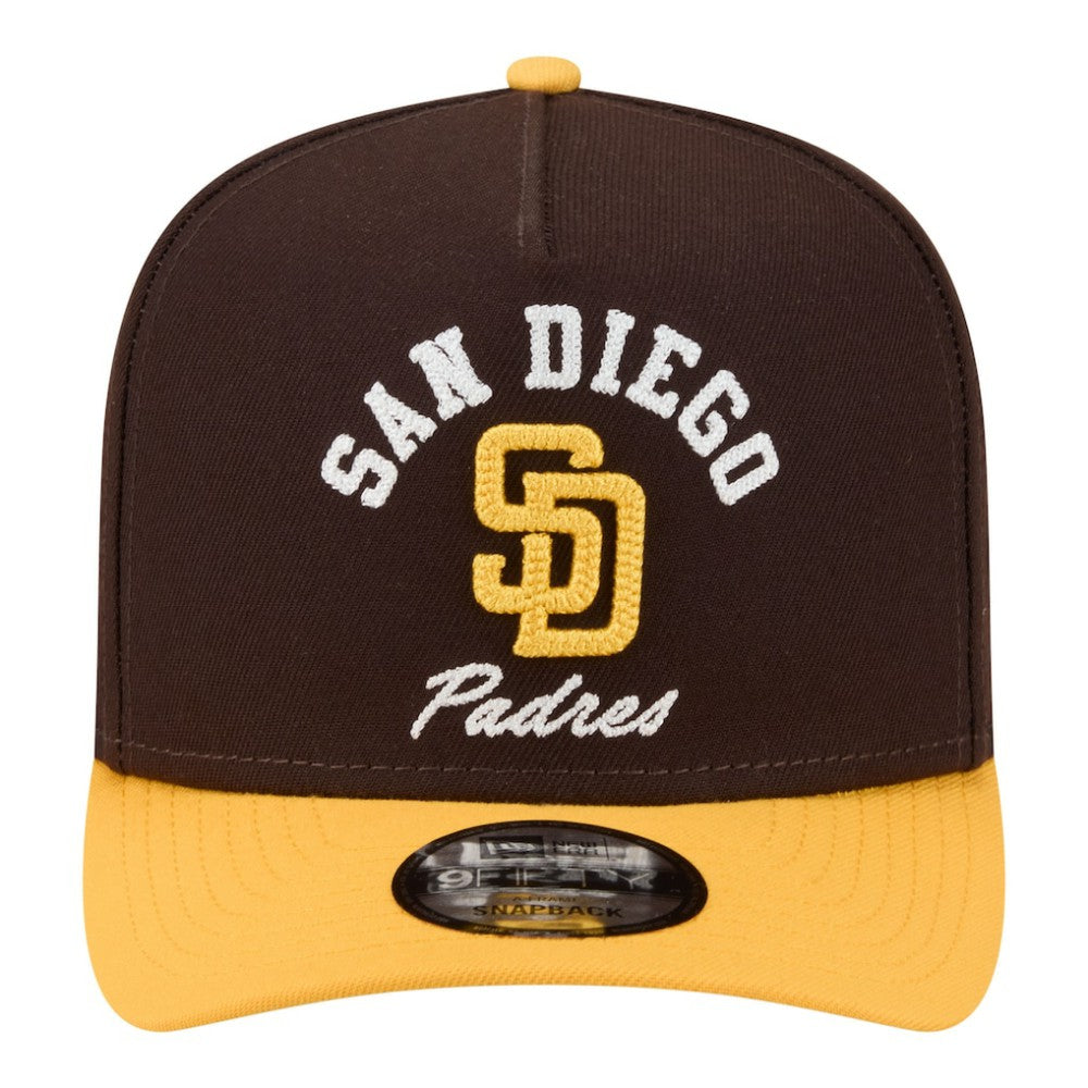 San Diego Padres New Era Arched A-Frame 9FIFTY Adjustable Hat - Brown/Gold Hats