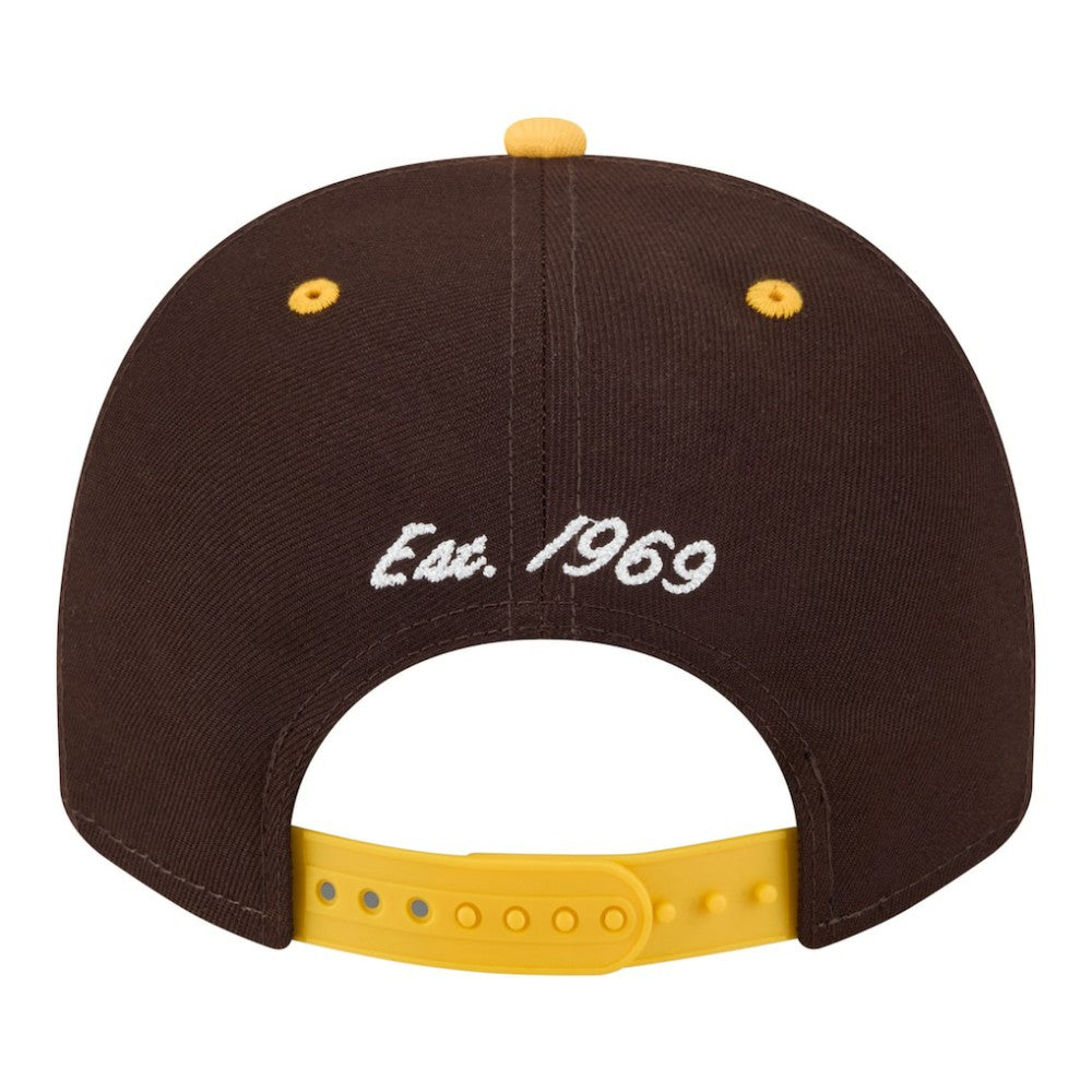 San Diego Padres New Era Arched A-Frame 9FIFTY Adjustable Hat - Brown/Gold Hats